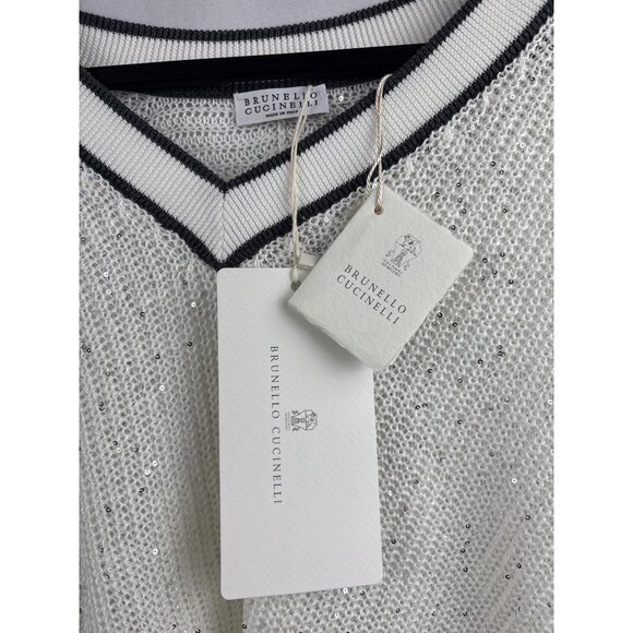 Brand New Women’s Brunello Cucinelli XS Cream Sweater with Silver Sparkles - Picture 7 of 8